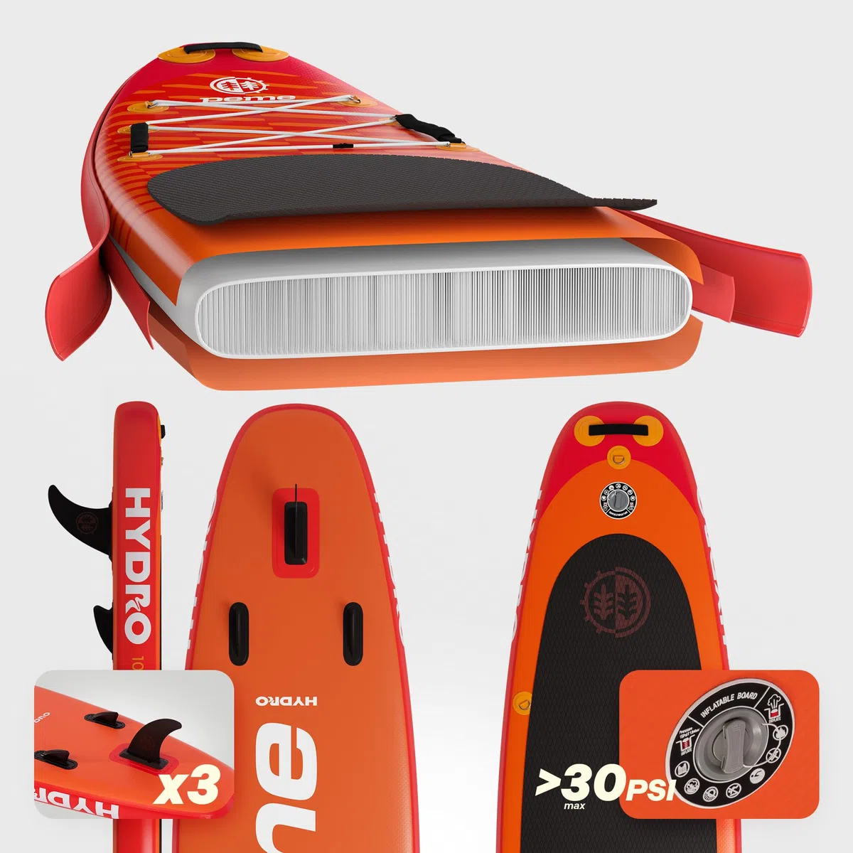 peme Stand Up Paddling Board SUP Paddle Standup Sub Surfbrett mit Zubehör Surfboard Paddelboot für Wassersport bis 150/166 kg Allround Paddleboard Supboard und Doppelpaddel – Hydro 320 350 cm