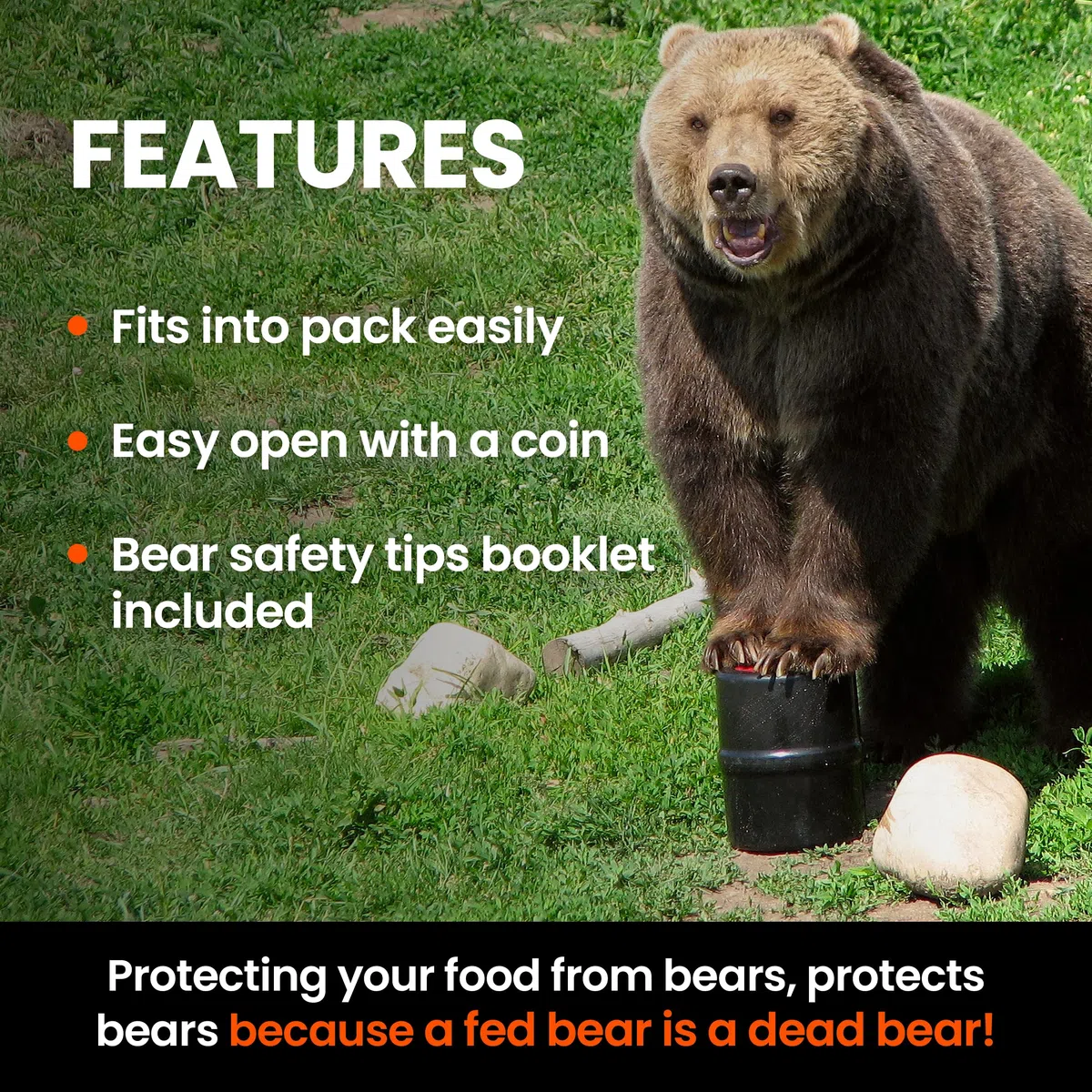 NO-FED-BEAR UDAP BRCWC Aufbewahrungsbehälter für Wandern, Camping, Rucksackreisen, Jagd, mit Tragetasche, 2 Liter, 20,3 x 25,4 cm