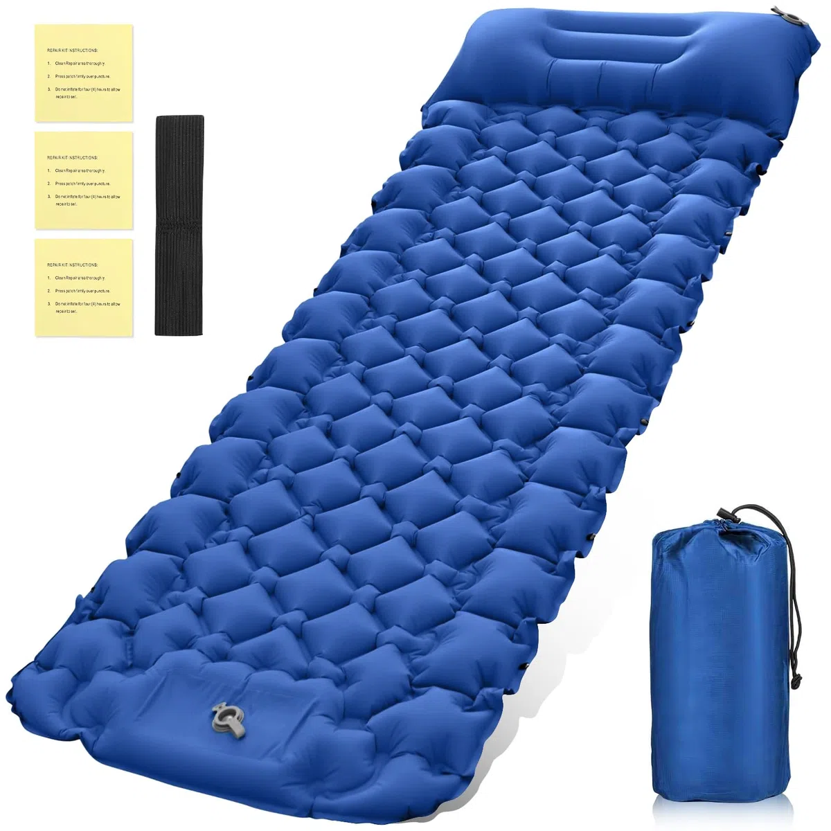 Raxfekro Camping Isomatte Luftkissen, 8cm Dicke Outdoor Selbstaufblasbare Luftmatratze, Luftmatratze mit Fußpresse Pumpe und Kissen für Wandern, Reise, Strand