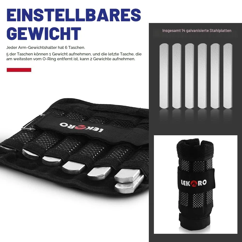 Handgelenk-Armgewichte, verstellbare Handgelenkgewichte, abnehmbare Handgelenk-Knöchelgewichte für Männer und Frauen, für Fitness, Walking, Joggen, Workout, Laufen, 1 Paar, 2 Stück