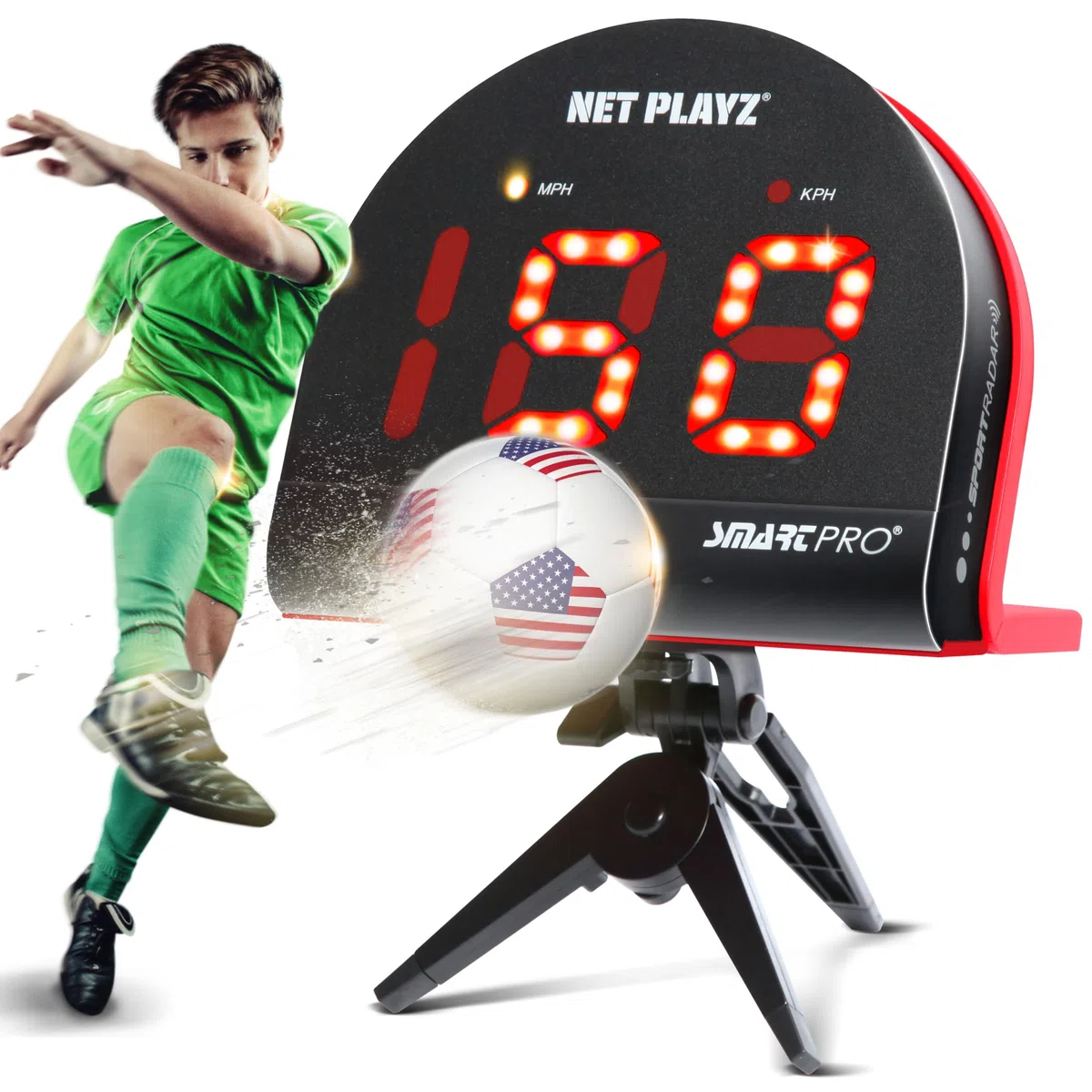 NET PLAYZ Unisex, Teenager Nis022132021 Smart Pro Soccer Speed Radar, Schwarz