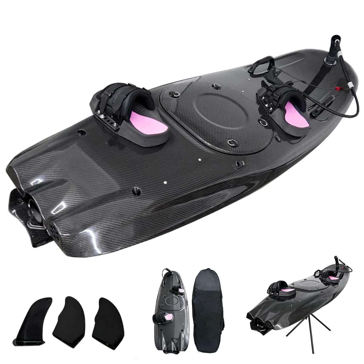 118-Cm³ Carbonfaser-Highspeed-Jet-Surfbrett, 12-Kw-Benzin-Surfbrett, 65 Km/H, Mit 5-L-Tank Und 3 Abnehmbaren Finnen, Tragfähigkeit 150 Kg, Für Wassersport