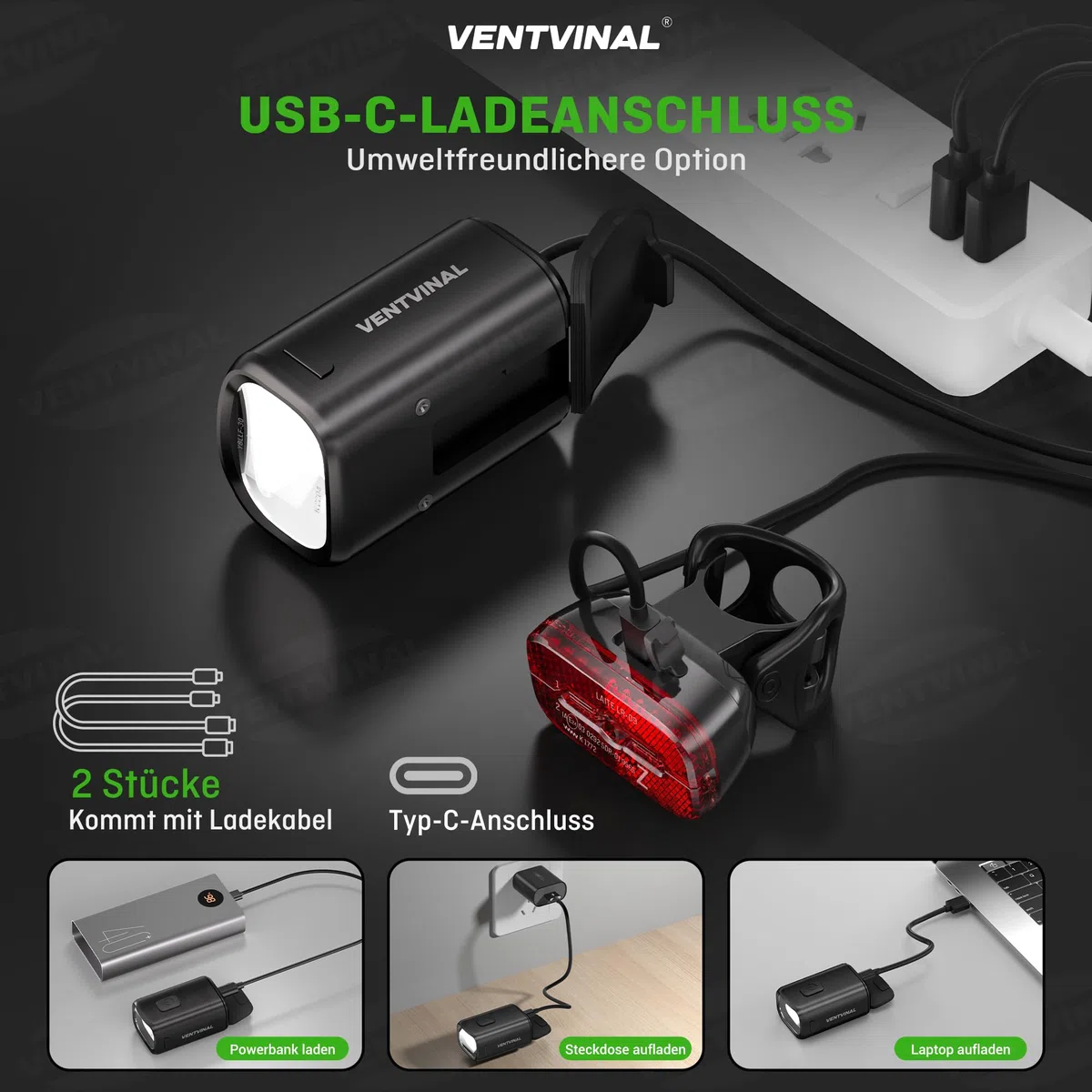Fahrradlicht Led Set, Stvzo Zugelassen Fahrradlicht USB Aufladbar mit Batterie Aufforderung, Fahrradbeleuchtung Set, Vorne und Rücklicht Fahrrad Akku, IPX5 Wasserdicht mit Reflektor