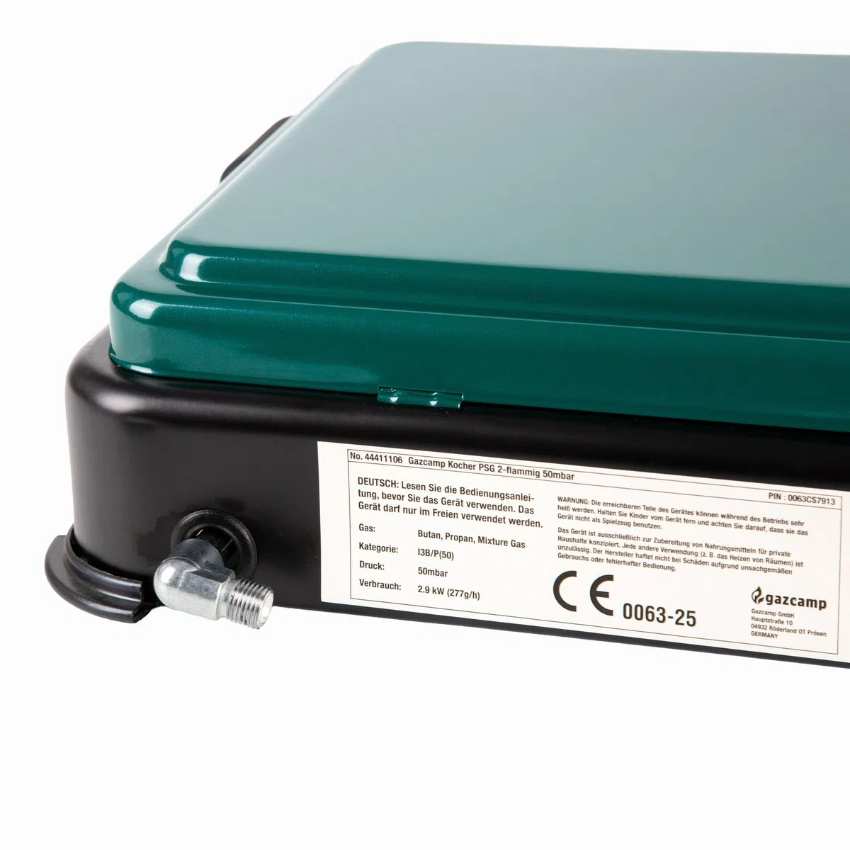 Gazcamp Gaskocher Campingkocher 2,4 kW 50 mBar 2 flammig Weiß mit Deckel 1/4" Linksgewinde-Anschluss Kocher Herd Camping Outdoor Grodenberg