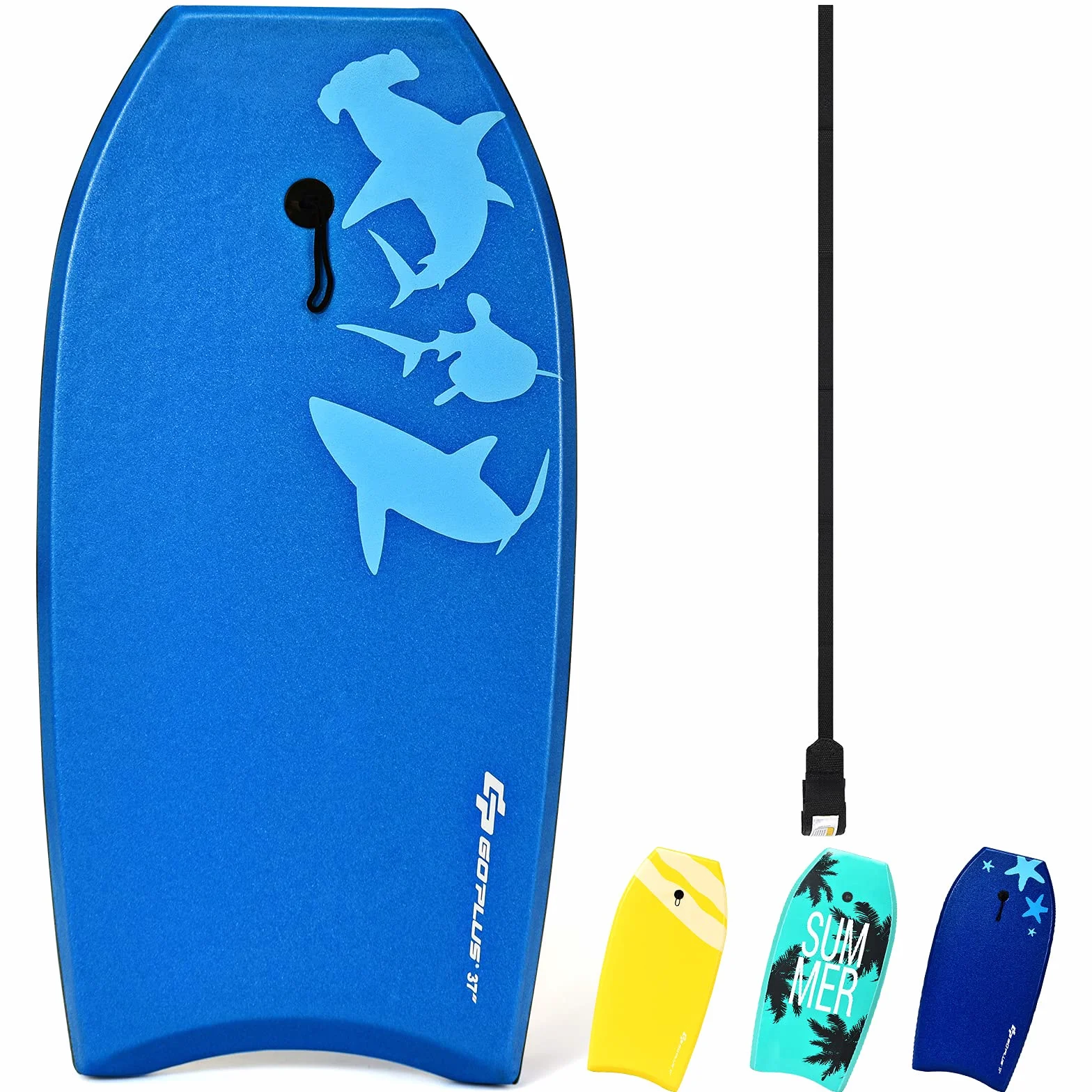RELAX4LIFE Schwimmbrett tragbar, Schwimmboard mit Halteleine, Rutschfestes Surfbrett für Kinder & Erwachsene, Hohe Belastbarkeit, Bodyboard Shortboard, XPE HDPE