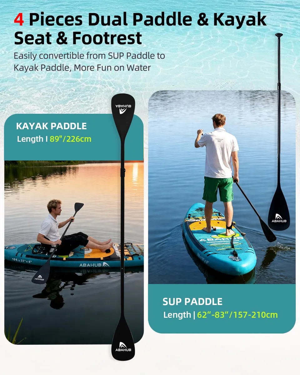 Abahub SUP Board aufblasbar Stand Up Paddling Board Set, Blau/Grün/Orange/Rot Standup Paddle Board mit verstellbarem Aluminiumpaddel,Kajak Sitz,für Kajakfahren, 320x78/84x15cm