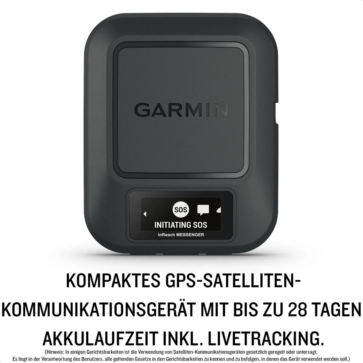 Garmin inReach Messenger – kompaktes GPS-Satelliten-Kommunikationsgerät mit 24/7 Notruf-Funktion, weltweitem Nachrichtenversand ohne Mobilfunkempfang (ABO erforderlich), bis 28 Tage Akkulaufzeit