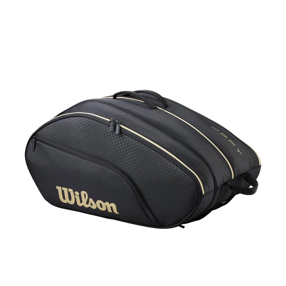 Wilson Defy V1 Padel-Tasche, Mit Thermoguard-Schutz für sechs Padel-Schläger, Kombiniert Komfort, Praktikabilität & Vielseitigkeit, Farbe: Schwarz/Gold