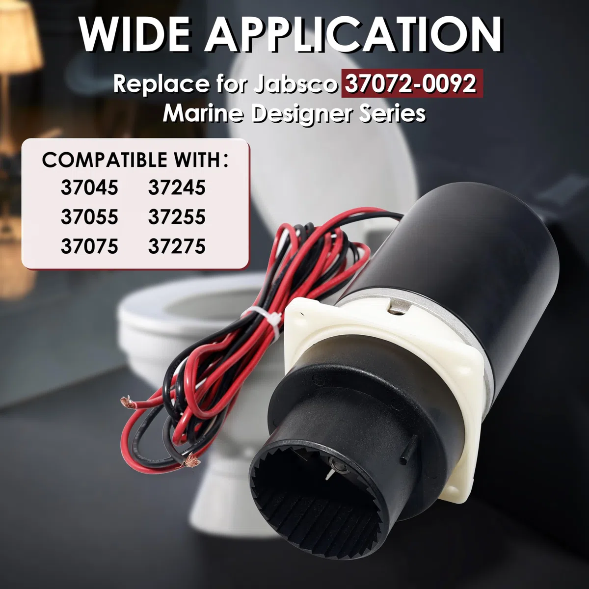 Ersatz für Jabsco 37072-0092 Marine Designer Serie und Quiet Flush Marine WC-Pumpe Montagesatz (12 Volt), kompatibel mit Jabsco Quiet Flush Toiletten Serie 37045, 37245, 37055, 37255,37075,37275