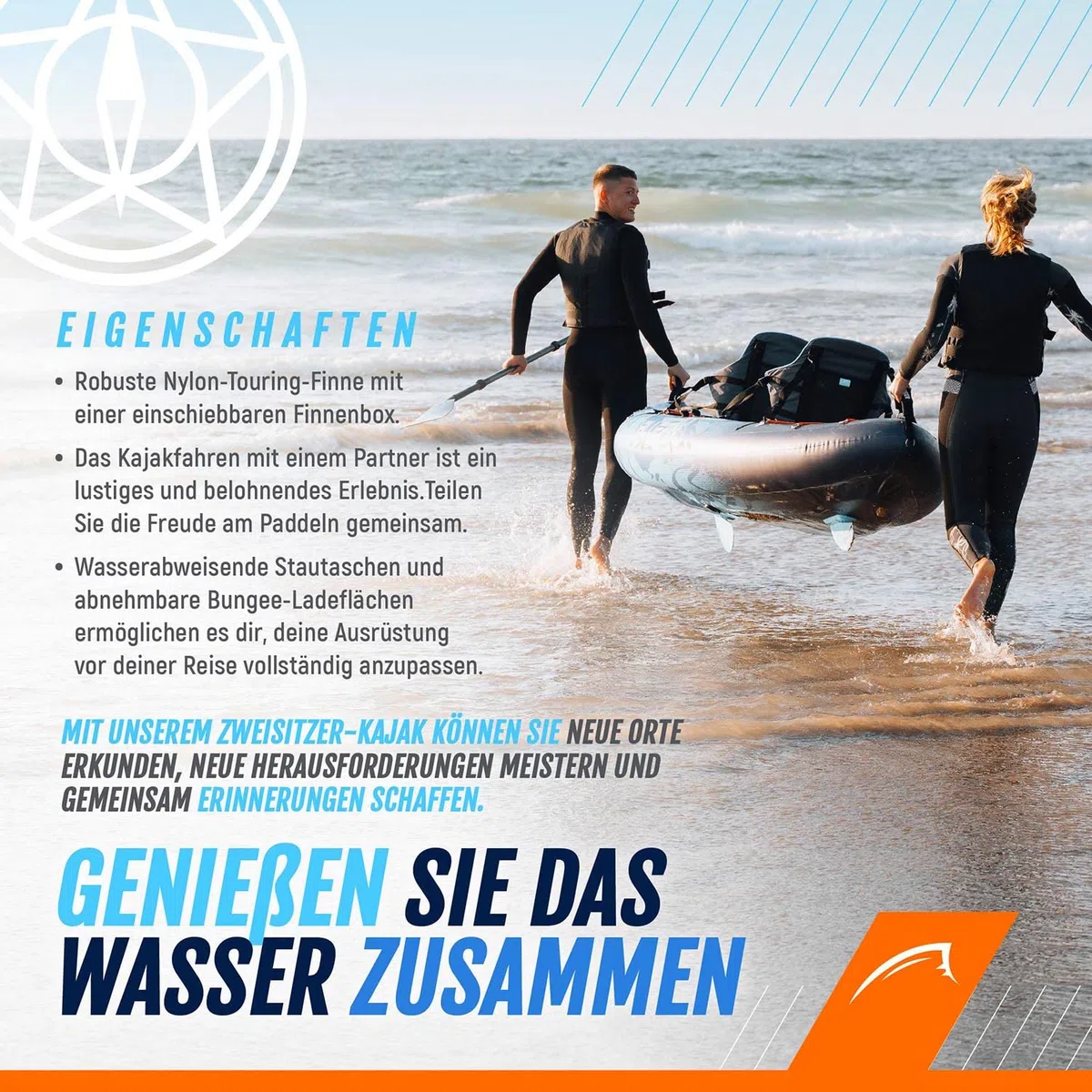 Bluefin Scout und Ranger Aufblasbares Kajak | Alternative zum Aufblasbaren Kanu | Erhältlich in Zwei Größen - Scout 1-Personen und Ranger 2-Personen