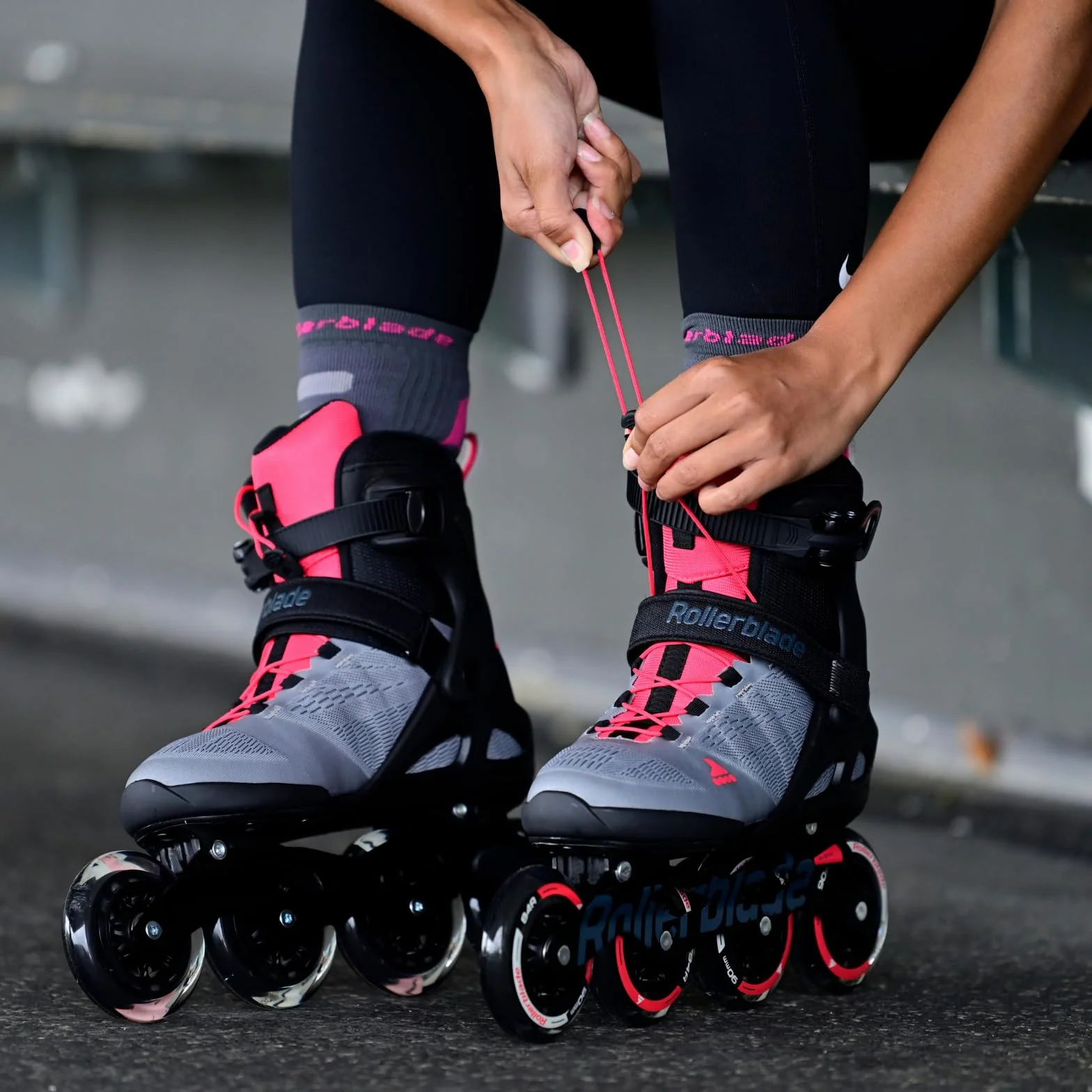 Rollerblade MACROBLADE 90 W, Inline-Skates für Damen, Fitness Inliner, Neutrum Grau/Paradies Rosa