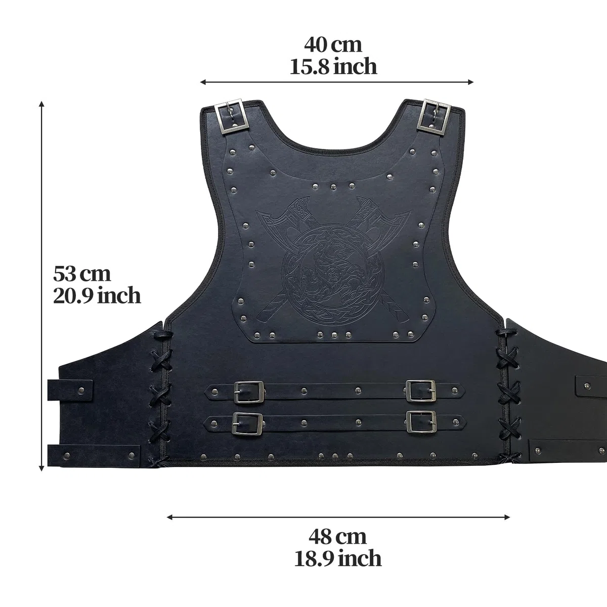 HiiFeuer Viking Warrior PU Leder Brustpanzer, Retro Ritter Leder Körperpanzer, Mittelalterliche Rüstung für LARP/Cosplay