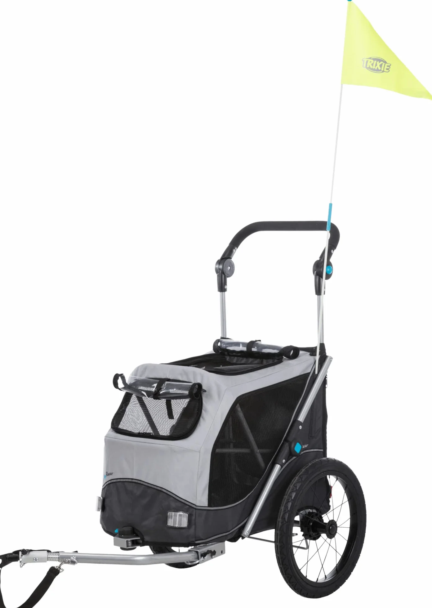 TRIXIE Hundeanhänger für das Fahrrad 46 x 50 x 67 cm bis zu 22 kg – reflektierender Hundefahrradanhänger mit praktischer Schnellfaltfunktion – mit integriertem Kissen und Leine, 12796