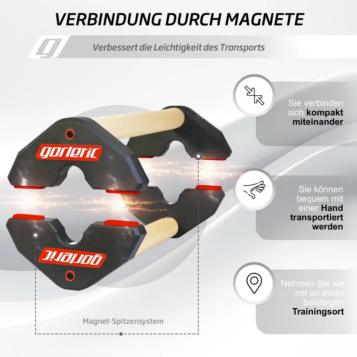 LowFit PRO Gorletic Calisthenics Parallettes - Gymnastik Parallettes, einfacher Transport, Athleten getestet, Premium Magnetic Design