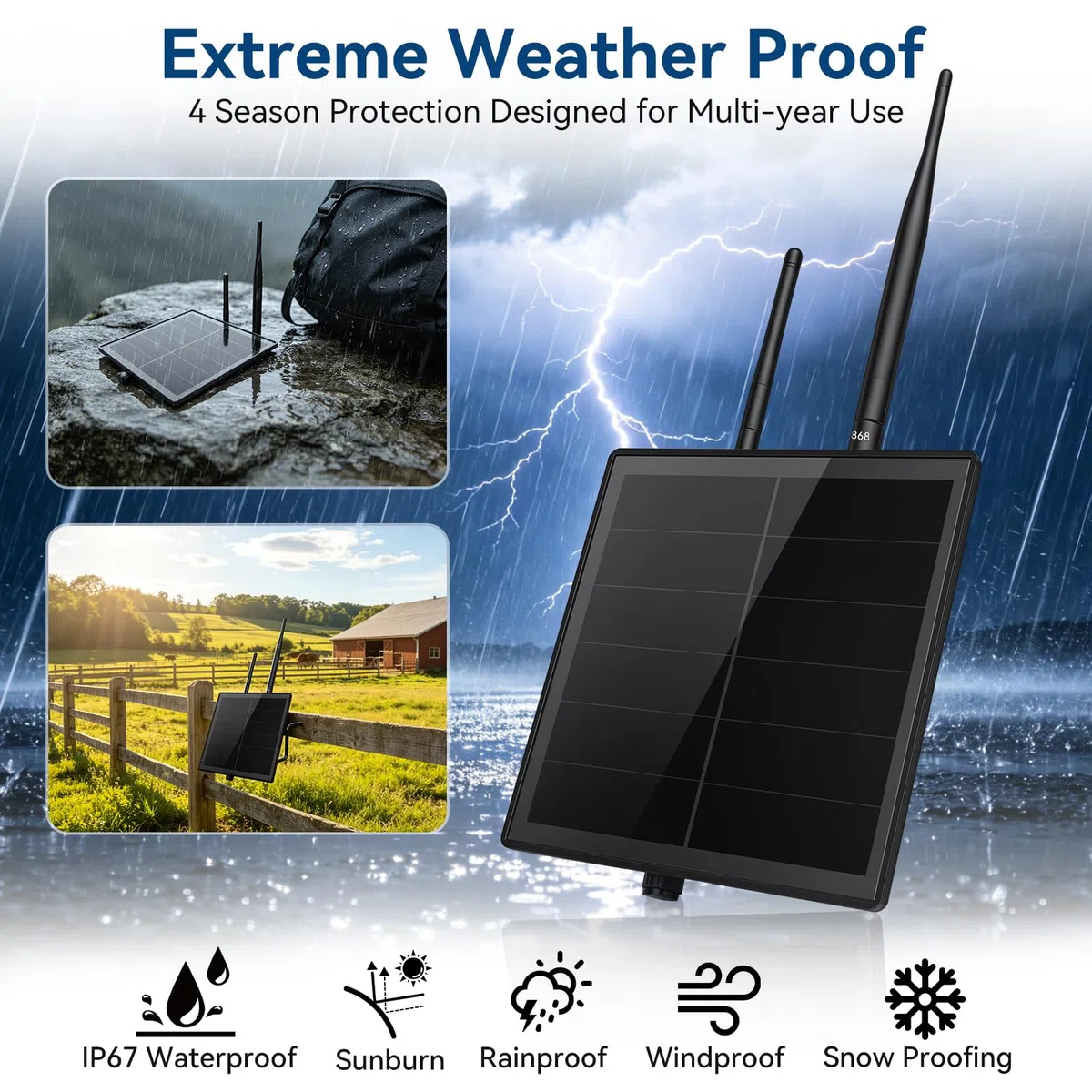 Solar-Kit für ESP32 LoRa V4 Entwicklungsboard mit 868-MHz-LoRa-Antenne, 2,4-GHz-WLAN-Antenne und L76K-GNSS-Modul, wasserdichtes 5-W-Solargehäuse für Outdoor Meshtastic