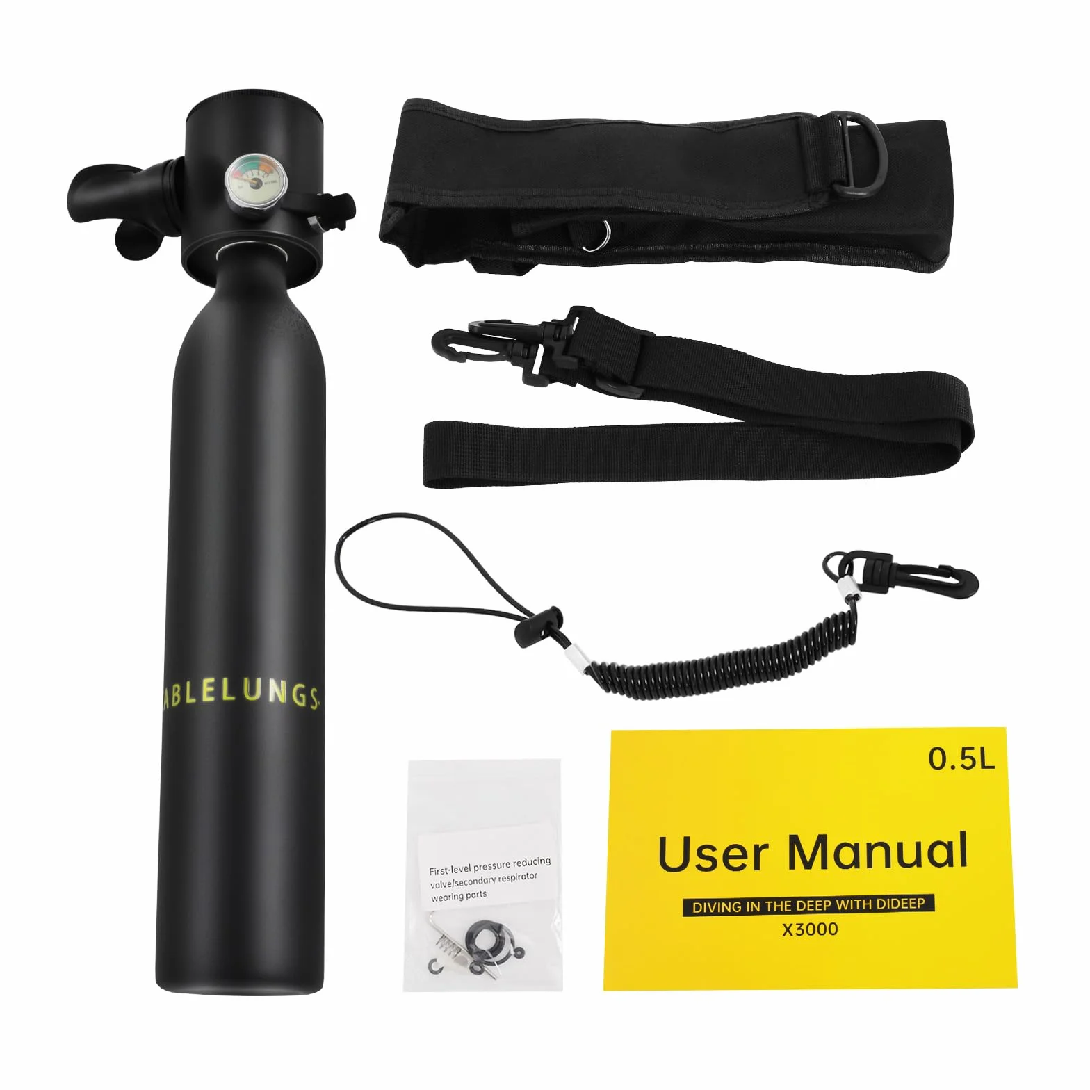 0.5L Tauchflasche Mini Tragbare Sauerstoffflasche, Profi Tauchausrüstung für 5-10 Minuten Unterwasseratmung, Mini Tauchflasche für Urlaubstauchen, Fluss- und Ozeanrettung