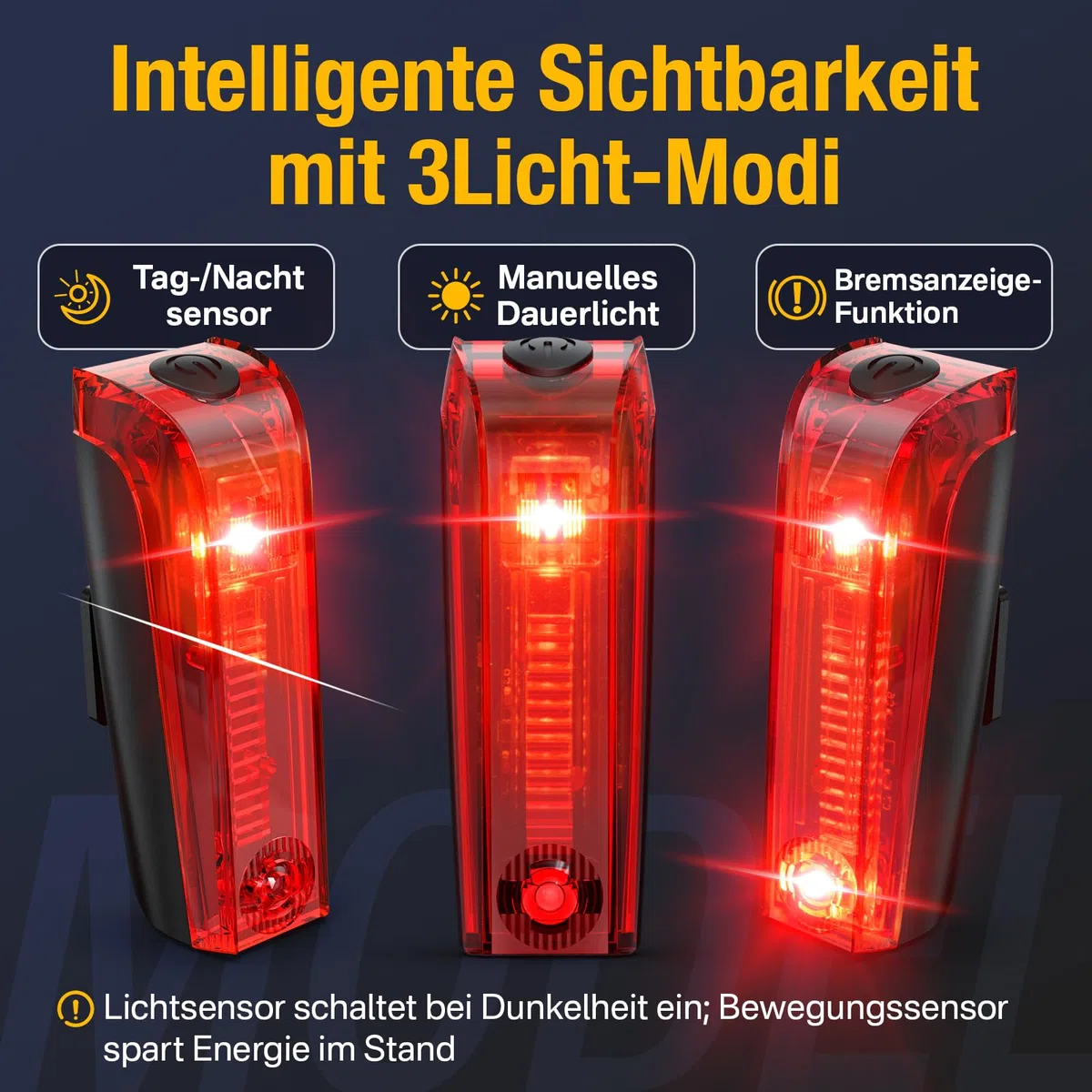 Fahrradlicht Set lichtsensor,Smart Rücklicht mit Bremslicht,Sensor Fahrradlicht StVZO Zugelassen,Integrierte Helligkeitssensor,Fahrrad Frontlicht & Rücklicht für Rennrad,MTB,E-Bike