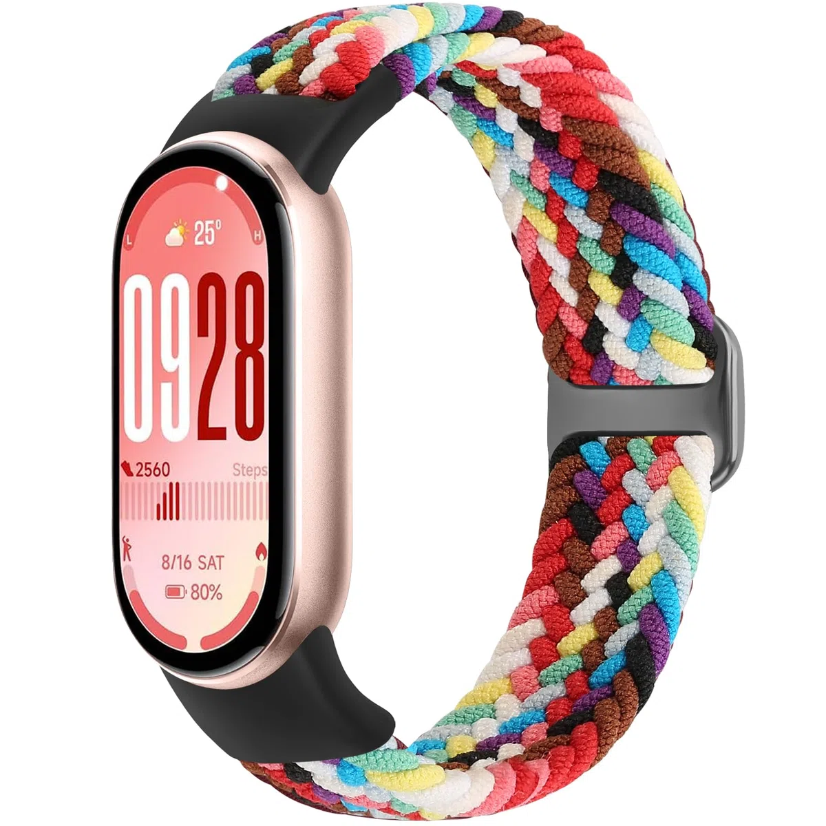 Geflochtenes Armband Kompatibel mit Xiaomi Smart Band 10/9/8, Elastisches Nylon Solo Loop Ersatzarmband für Damen Herren