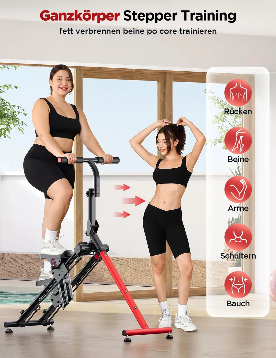 YOLEO Einstellbarer Widerstand Stair Stepper für Zuhause, Klappbarer Stepper mit 3 Trainingsmodi, Compact Cardio Übung Stair Climber mit XXL-Trittflächen, 90% Vormontiert Stairmaster mit Haltegriff