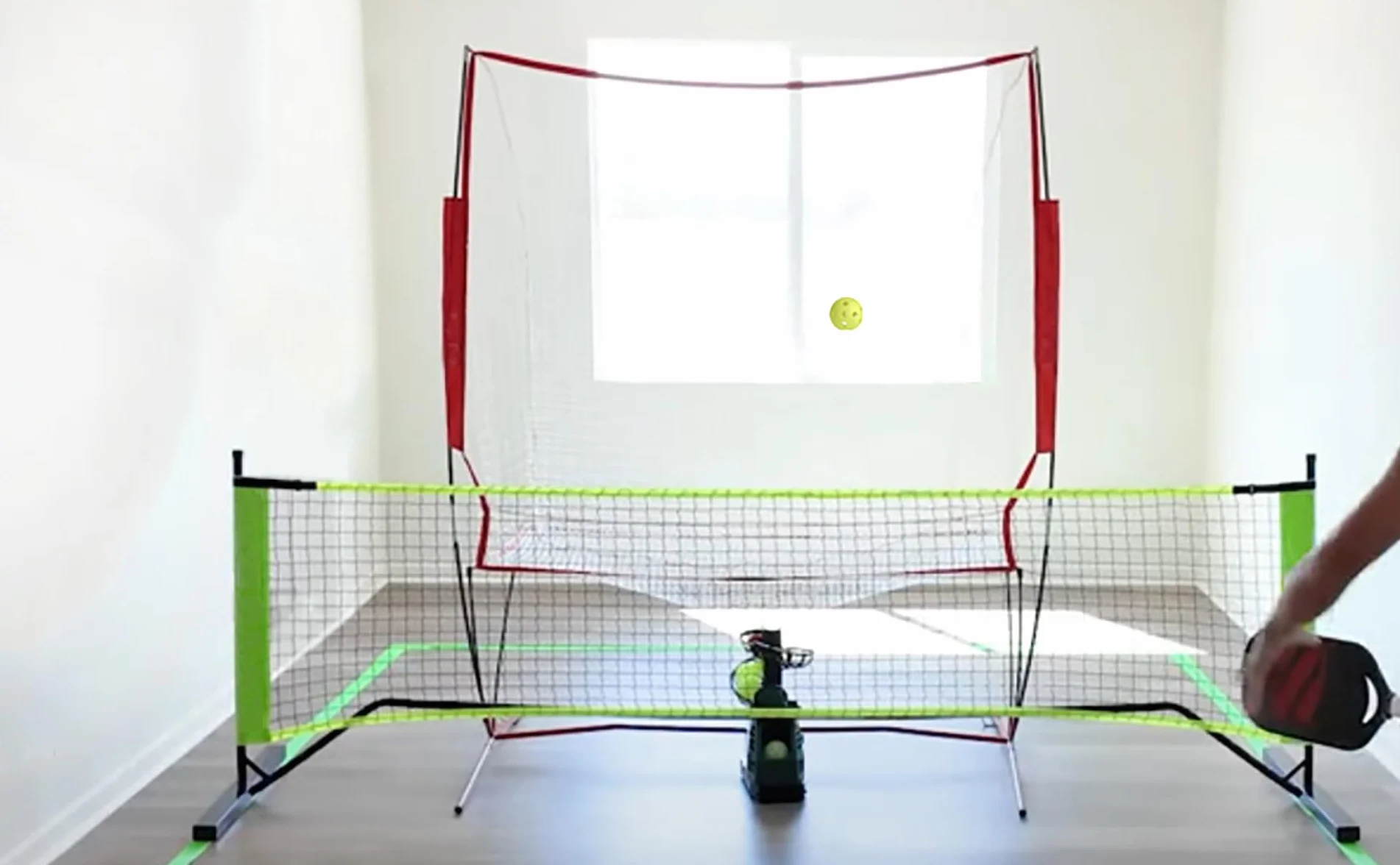 Tennis Maschine Mit Netz (12lb),Pickle bällewurfmaschinen Set für selbsttraining,Anfänger/Kinder/Trainer/Zuhause/Gericht, für alle Stufen/Alter,AC&Batterie&USB-Kabel