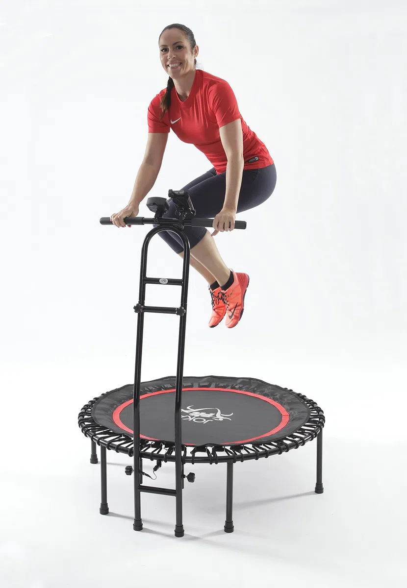 Trampolin Fitness 2.0, mit Sprungzähler, NEU - Innovatives Trampolin, Widerstandsband, DVD, Handyhalterung