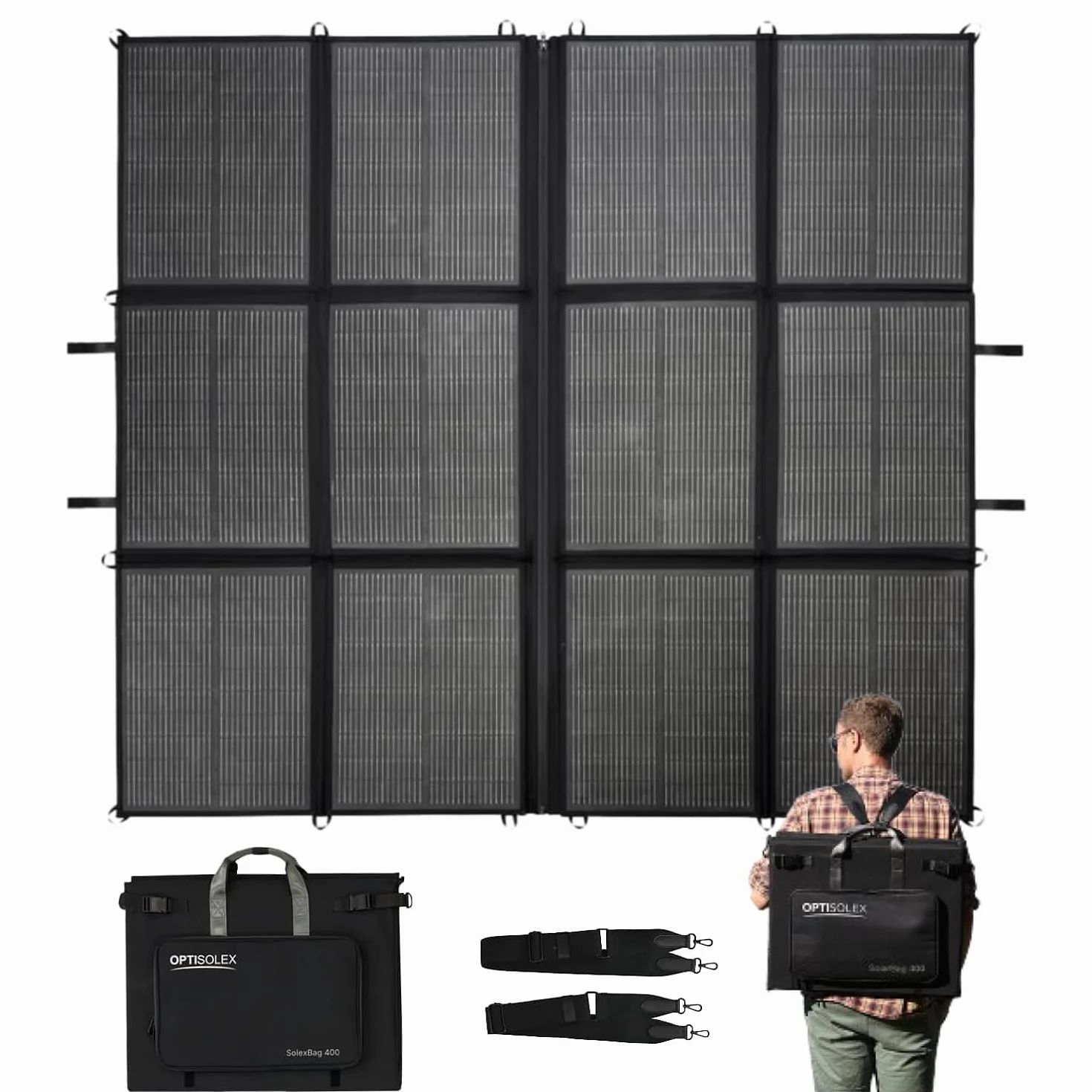 Faltbares Solarpanel 440W 7,8 kg Tragbare Solar-Tasche 2×220W Solarmodul 25% Wirkungsgrad Leichter Solarladegerät Camping Wohnmobile SUV Marine