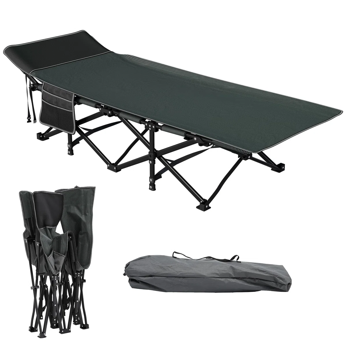 YITAHOME Feldbett Klappbar für Erwachsene, Robustes Campingbett 260 kg, Tragetasche, Schwarz