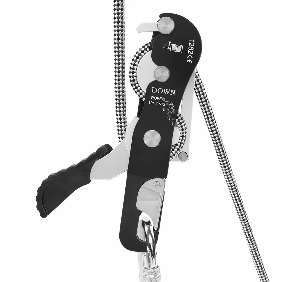 Ejoyous Abseilgerät Klettern, Climbing Descender 10-12 mm Rope Descender Selbstbremsen Stop Climbing Ro für Seildurchmesser 10-12mm bis 150kg