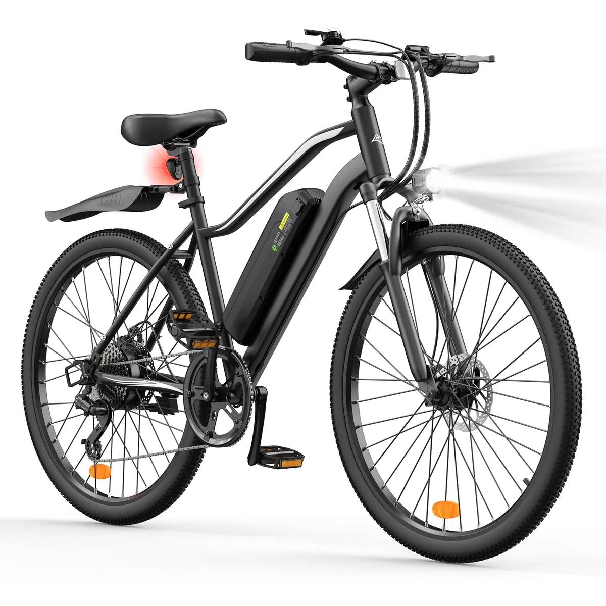 Finbike E Bike 26 Zoll, Elektrofahrrad 36V 10.4/15Ah Tauschbar Akku, 60-100KM Schnelllade EBike mit 7Gänge & Doppelscheibenbremse, E Mountainbike für Stadt,Durft, Alltagsmobilität