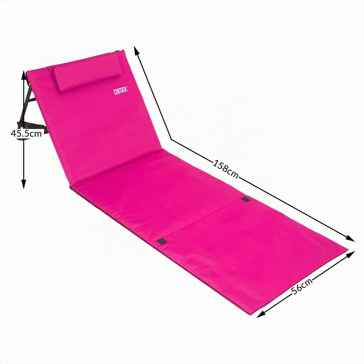 Detex 2er Set Strandmatte mit Rückenlehne Gepolstert Klappbar Sonnenliege Pink