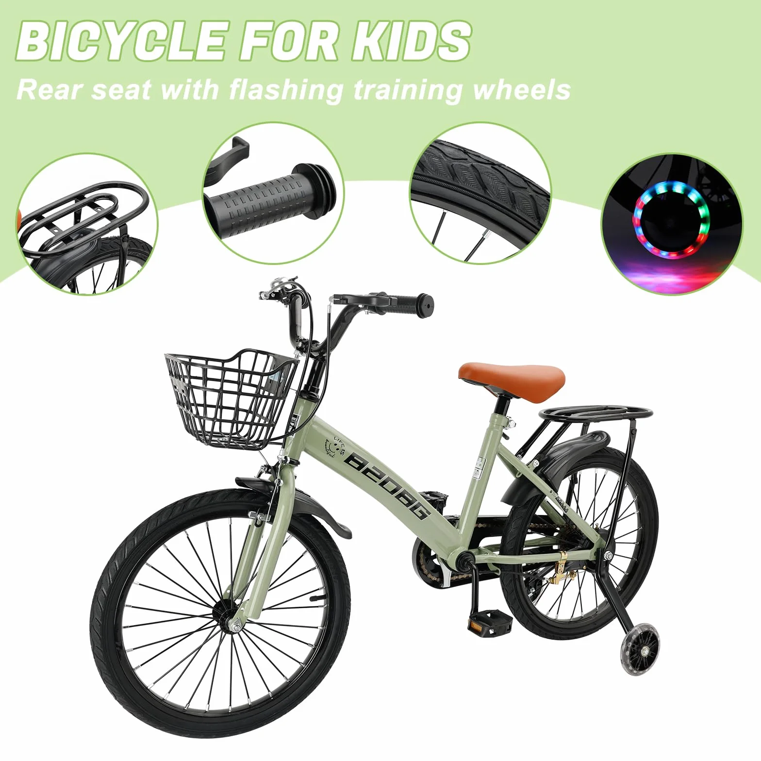 18 Zoll Kinderfahrrad, Hochwertiger Kohlenstoffstahlrahmen, Verstellbarer Sitz & Lenker, Doppelbremsen, Integrierte Naben, Abnehmbarer Korb, Stützräder, Komfortabler Sattel, Jungen/Mädchen Fahrrad