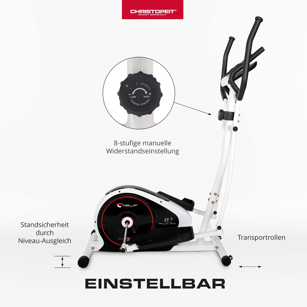 Crosstrainer Ellipsentrainer 8-stufiger Widerstand 7kg Magnetbremssystem LCD-Display
