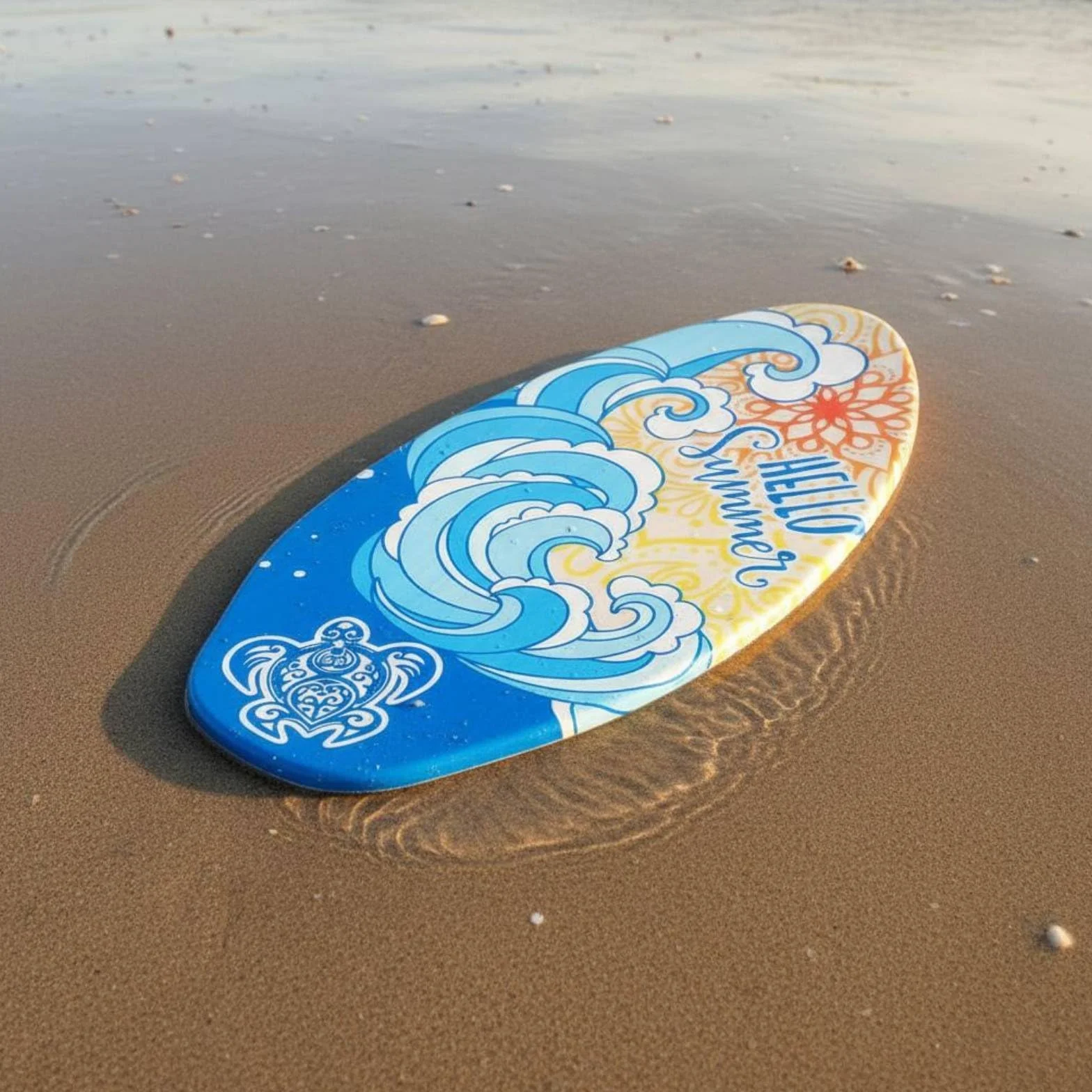 MERIGLARE Skimboard Kinder Strandbrett Robustes Wellenbrett Poplarholz Oberfläche für Anfänger Familien Kinder Outdoor-aktivitäten Balance-Spiel Training , Blauer Fischgrät , 89 50 0.7CM