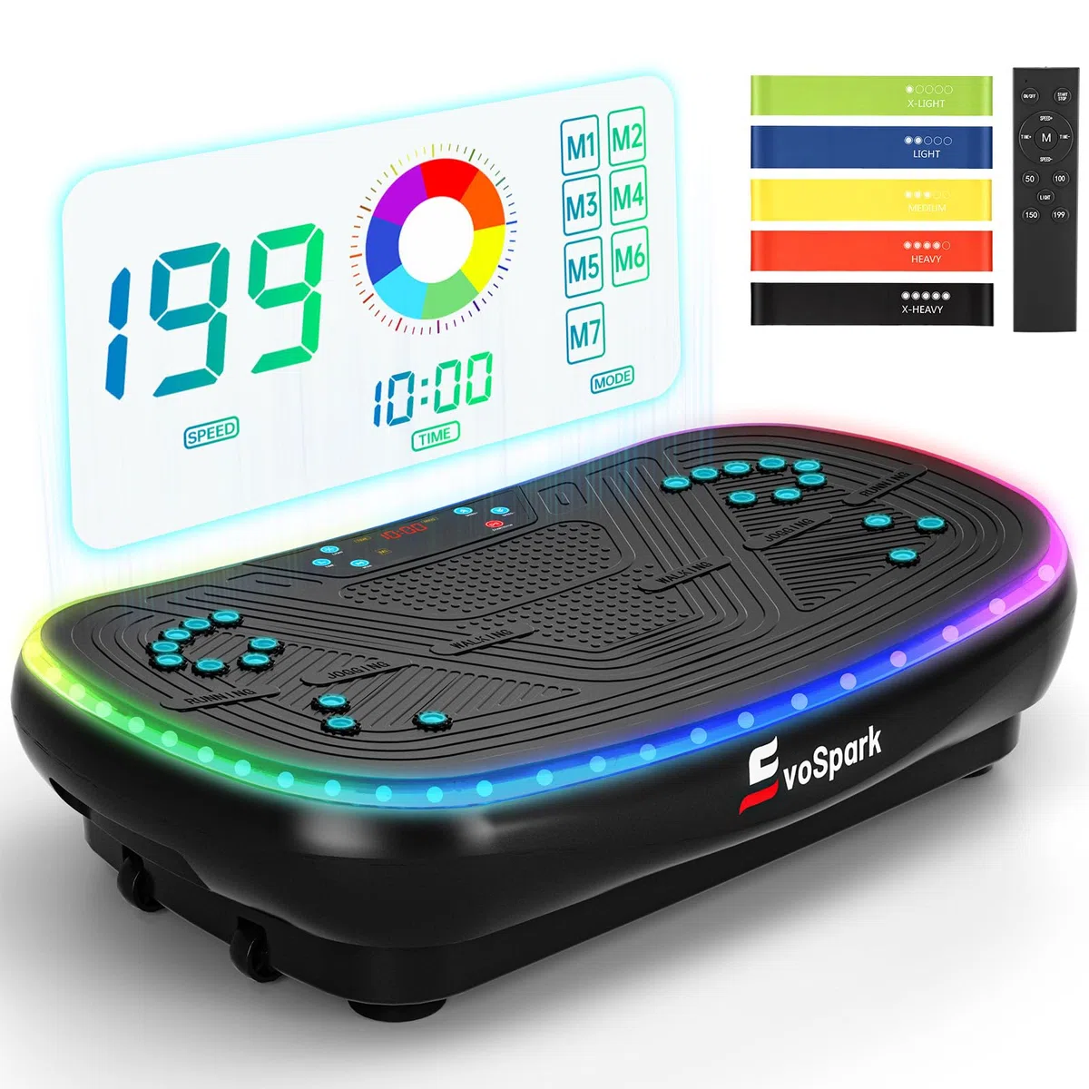 Vibrationsplatte 4D PRO 7-in-1 Vibrationsplatte Testsieger 2025 mit 900W Dreifachmotorsystem, Ganzkörper-Vibrationsplatte mit 9 coolen LED-Lichtern,550 LBS Kapazität für Home Workout