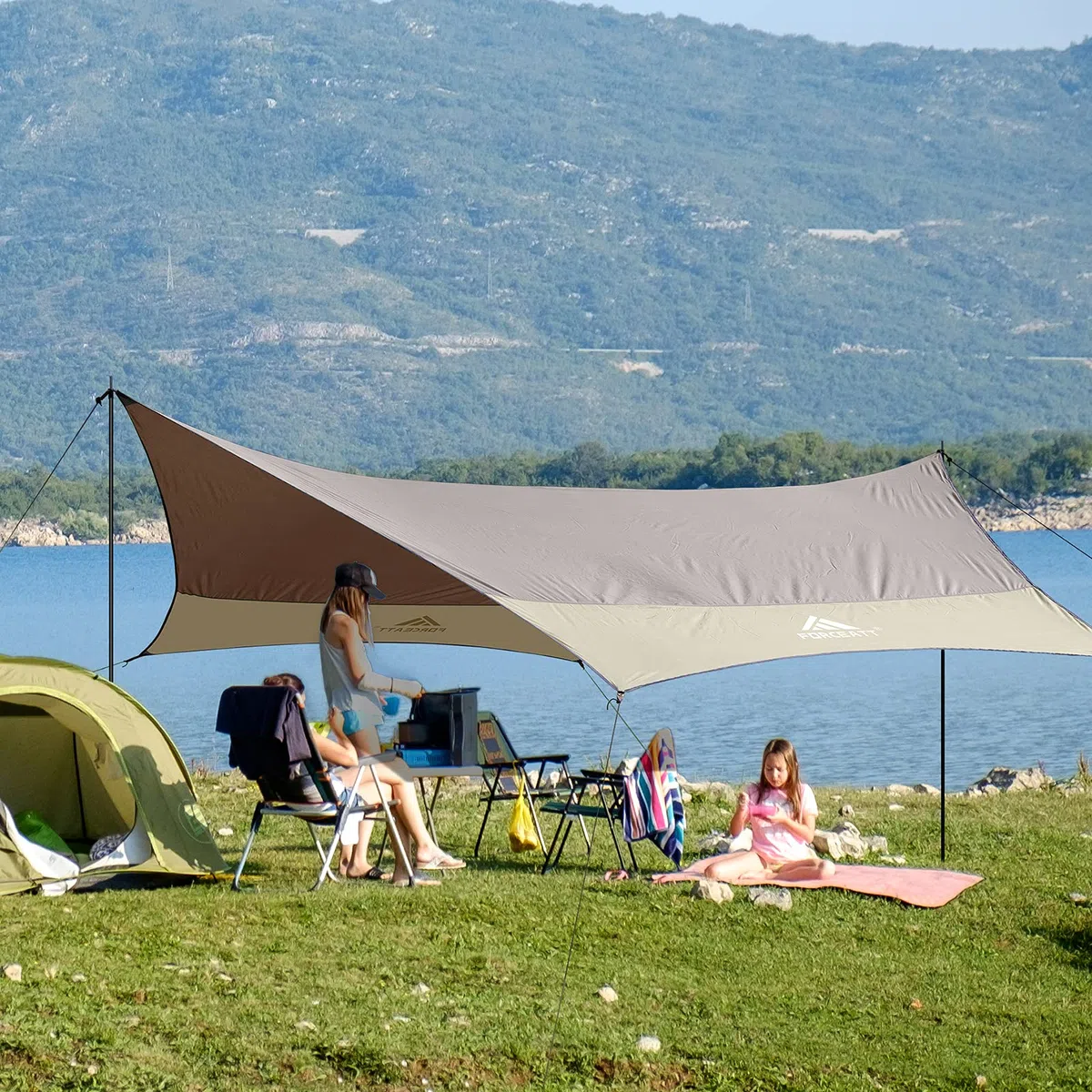 Forceatt Zeltplane 3,7x4,3 m Tarp Ultraleicht Anti-UV wasserdicht Camping Wandern