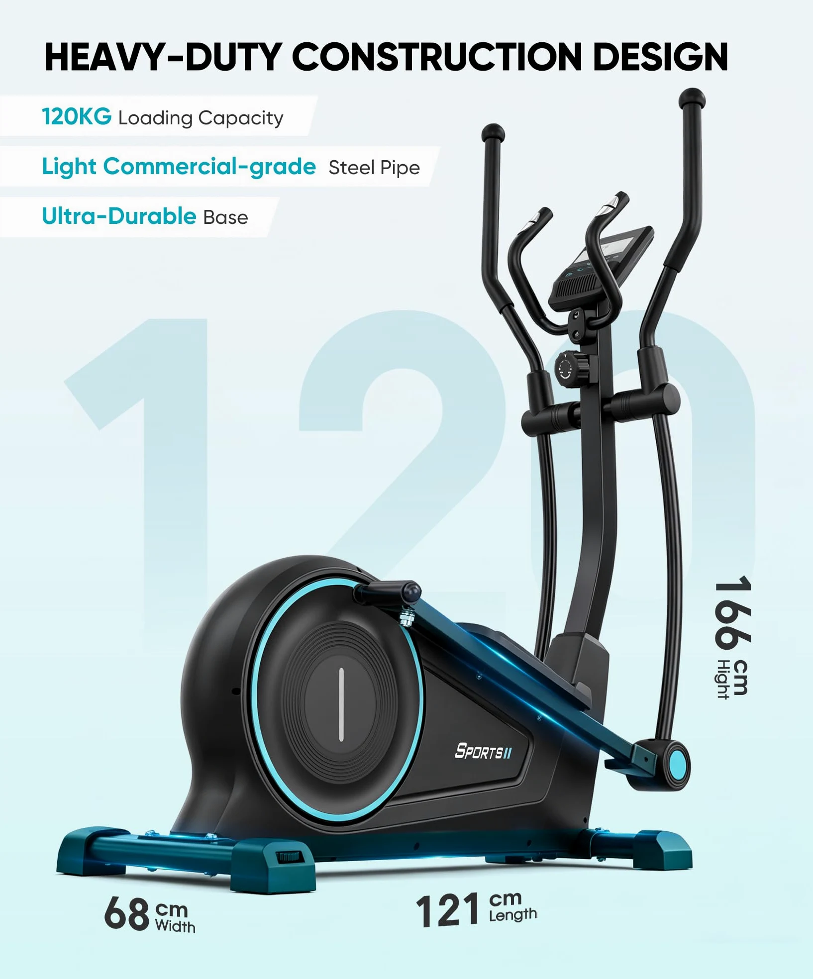 Dripex Crosstrainer Magnetischer Ellipsentrainer 8 kg Schwungrad 16 Widerstandsstufen 38 cm Schrittlänge LCD-Monitor