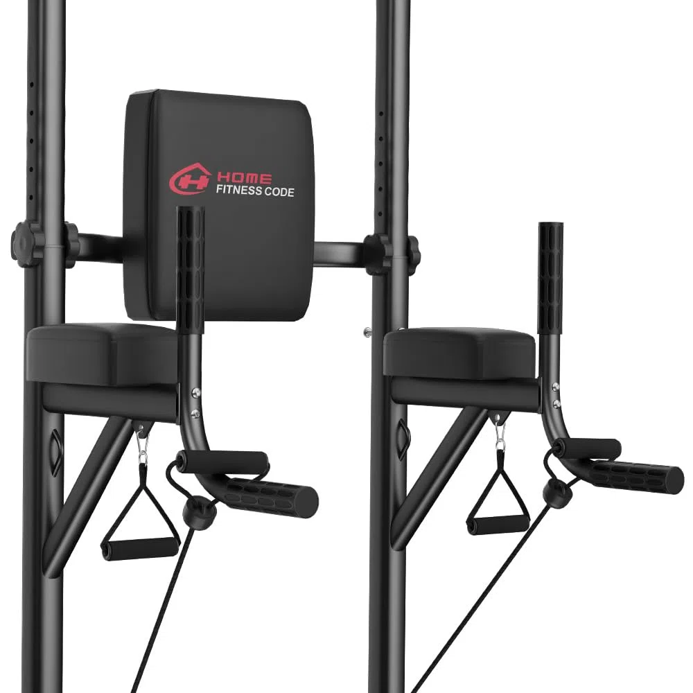 Power Tower Klimmzug- & Dip-Station für das Heim-Fitnessstudio – Verstellbare Höhenspanne, 150 kg Tragkraft mit rutschfesten Saugnäpfen, H-Stahl-Basis Power Rack