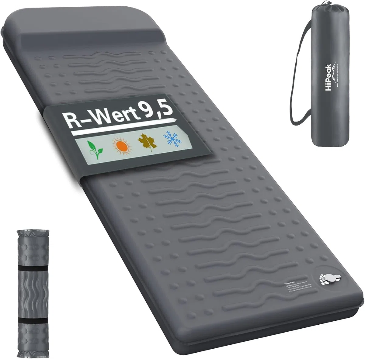 HiiPeak Isomatte R-Wert 9,5 – Extra Thermal Camping Matratze mit Kissen, Isolierte Luftmatratze aus Schaumstoff für Winter & Sommer, Bequeme Schlafmatte für Camping, Outdoor, Wandern & Zelt