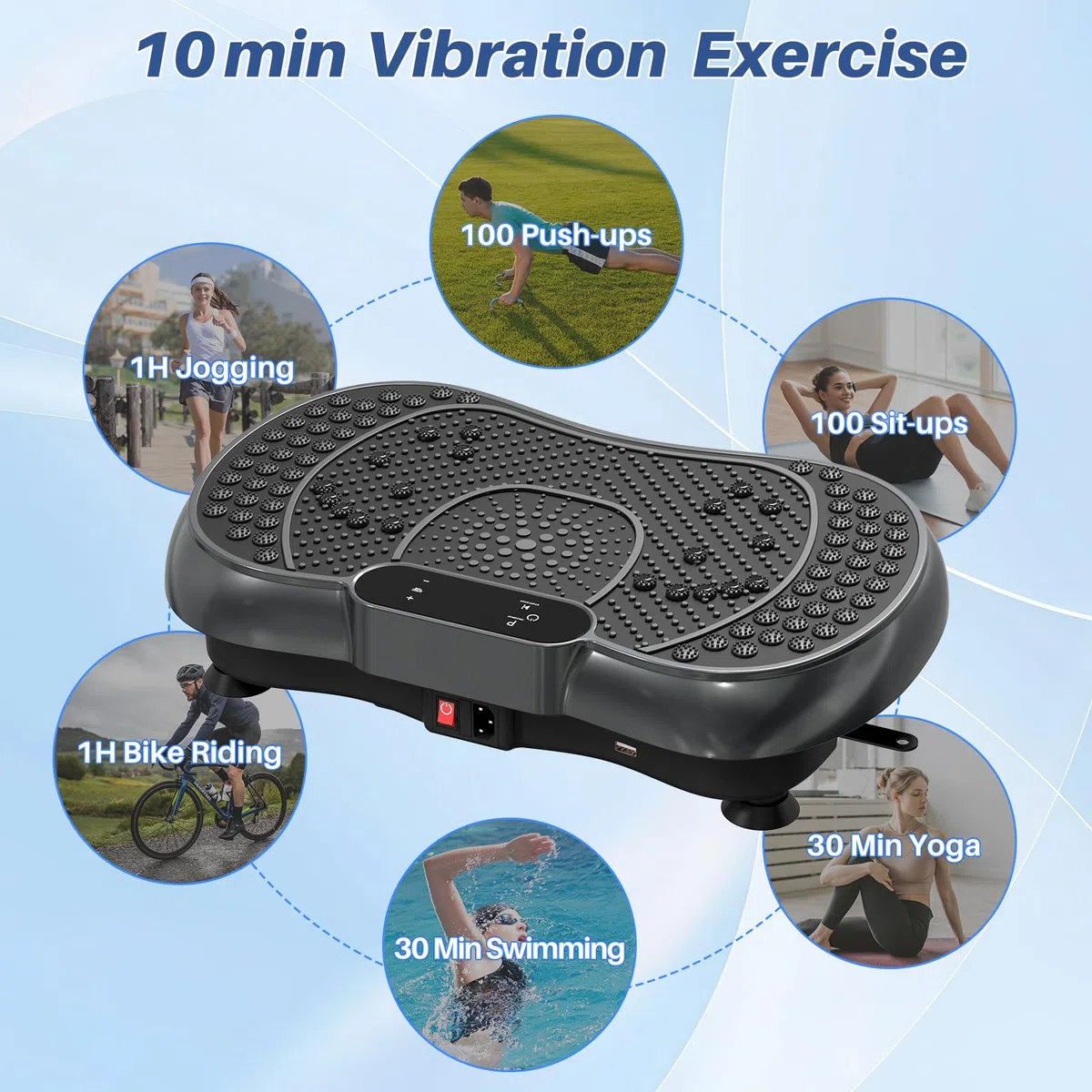 HomeFitnessCode Vibrationsplatte für Frauen Männer - Vibrationsgerät mit Mehreren Stufen + Vorprogramm Vibrationstrainer Zuhause für Abnahme Muskelaufbau Ganzkörpertraining