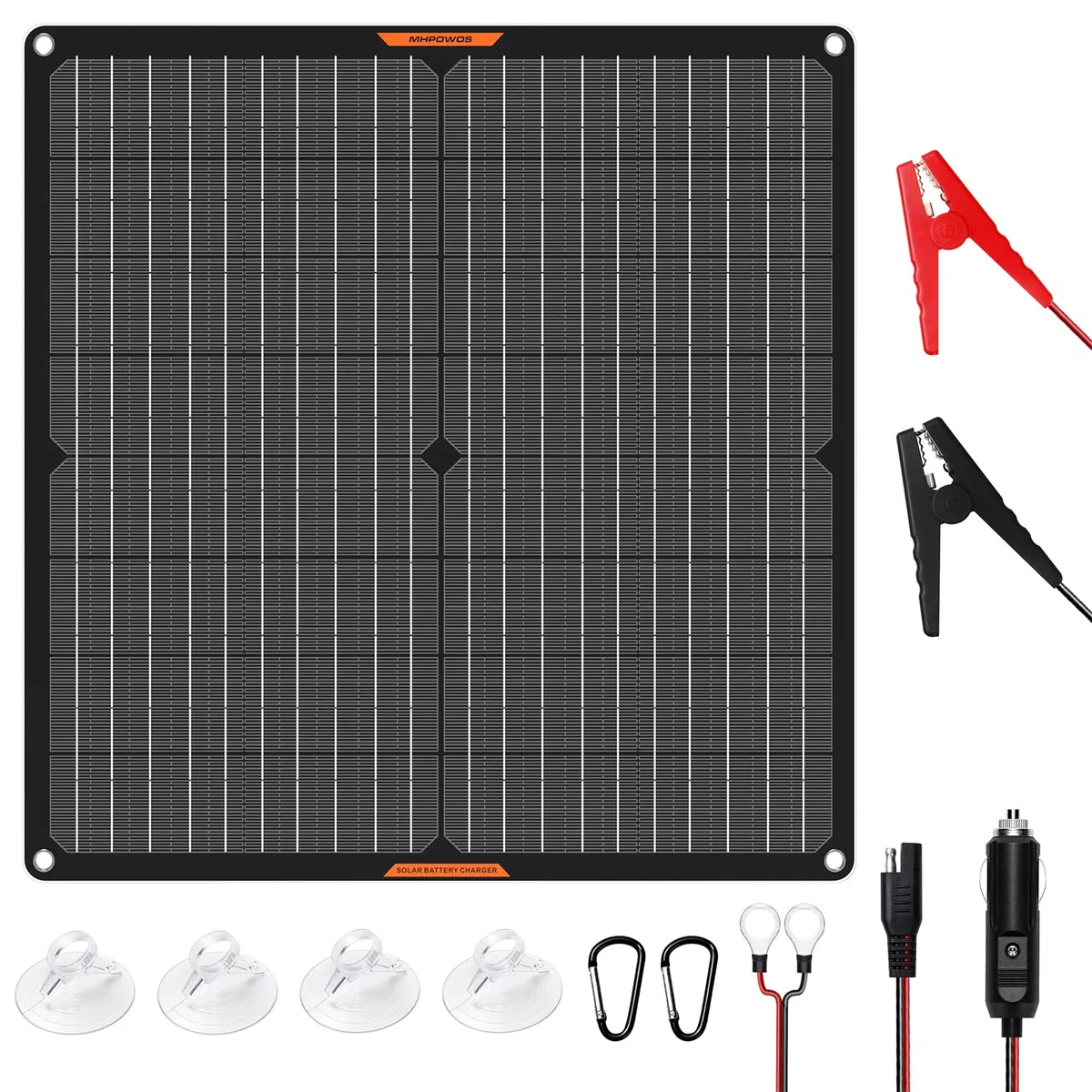 Solarpanel 30W 12V Solar-Autobatterie-Ladegerät wasserdicht mit Zigarettenanzünder-Stecker & Krokodilklemme