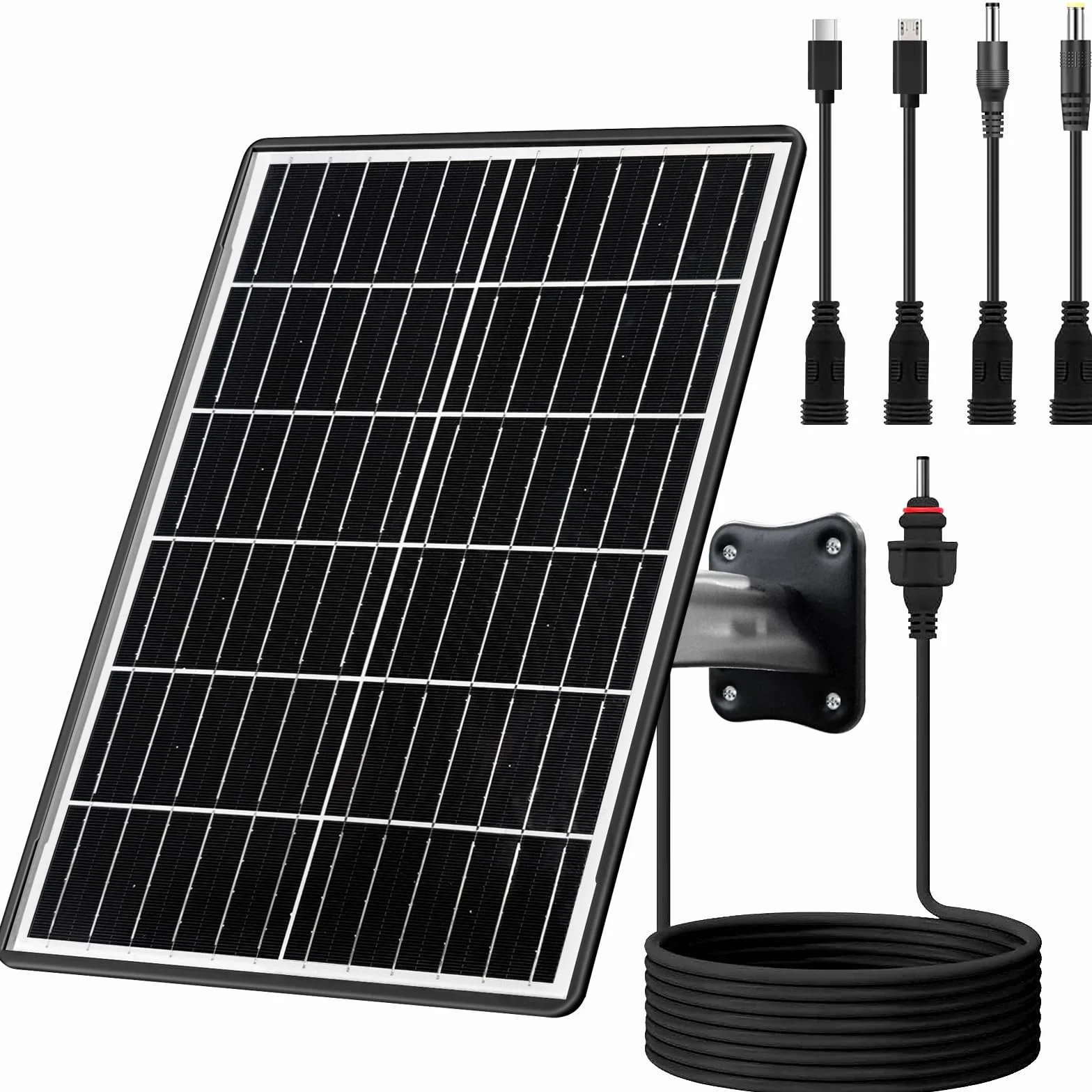 15W Solarpanel-Set mit 16000 mAh Akku, 5V/6V/9V/12V, USB-C, Micro-USB, DC 2,1/1,7/1,35 mm, kompatibel mit 3G/4G Wildkamera