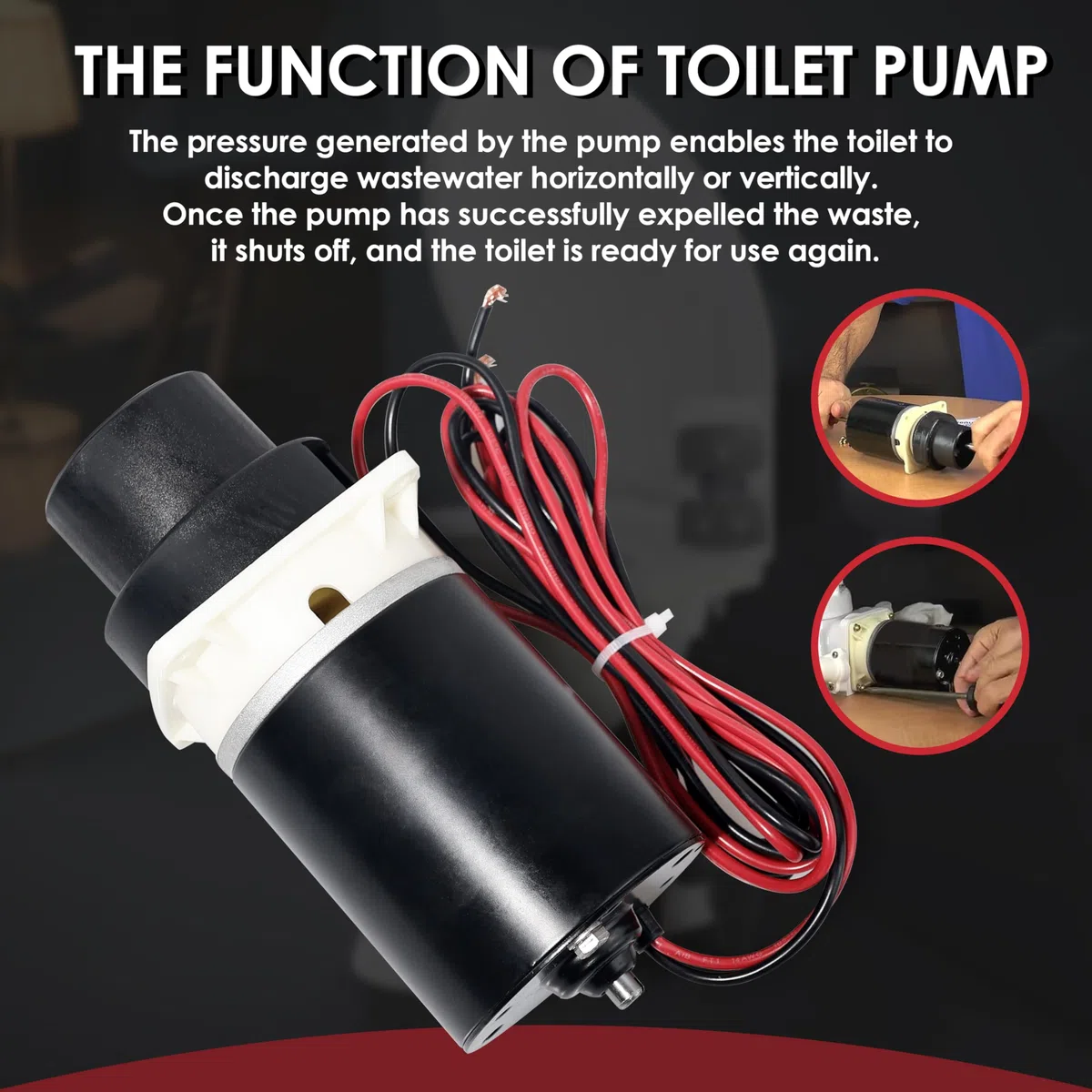 Ersatz für Jabsco 37072-0092 Marine Designer Serie und Quiet Flush Marine WC-Pumpe Montagesatz (12 Volt), kompatibel mit Jabsco Quiet Flush Toiletten Serie 37045, 37245, 37055, 37255,37075,37275