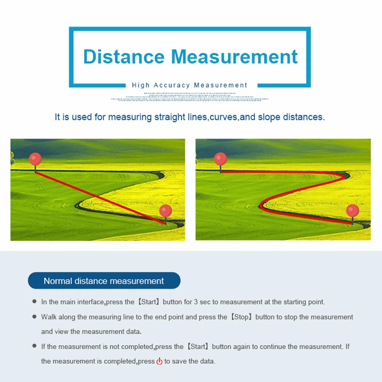 Landmessgerät gps messgerät grundstück 2,4 -Zoll -Farbbildschirm GNSS Handheld Land Messgerät, Mini Tragbare Handschuh -Messwerkzeug für Handheld GPS de mano